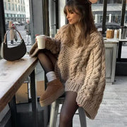 Women's Loose Lantern-Sleeve Knit Jumper – Cosy Winter Sweater