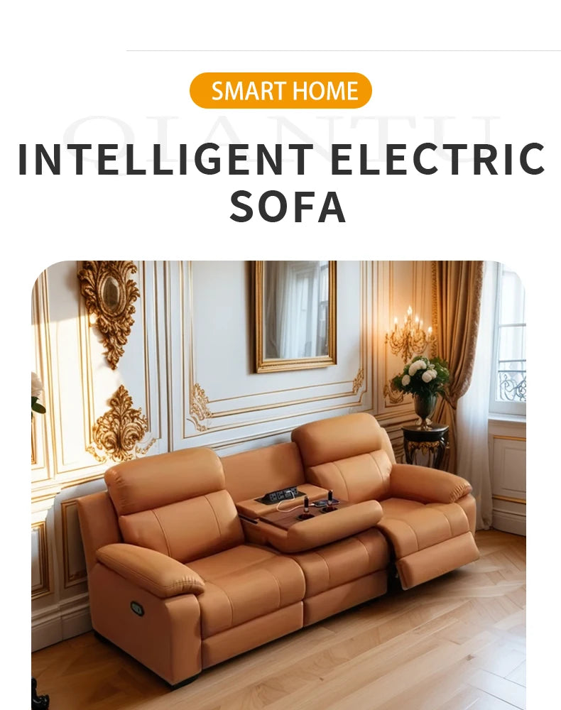 Electric Home Theatre Sofa — 3-Seater Power Recliner, USB, Lay-Flat