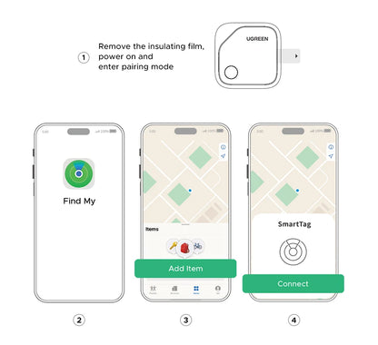UGREEN Smart Bluetooth Tracker, Keys Finder Item Locator SmartTag Up to 2 Year Battery Phone Finder For Apple Find My (only IOS)