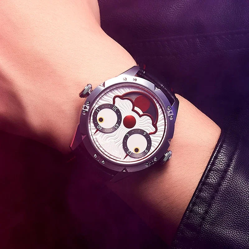 Joker Men's Automatic Moon Phase Diving Watch – Leather Strap