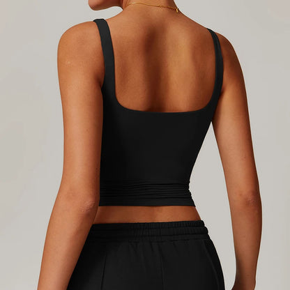 Hearuisavy Women's Sports Bra Square Neck Tight Yoga Tank Top Gym Running Breathable Casual Vest Female Comfort Fit Workout Top