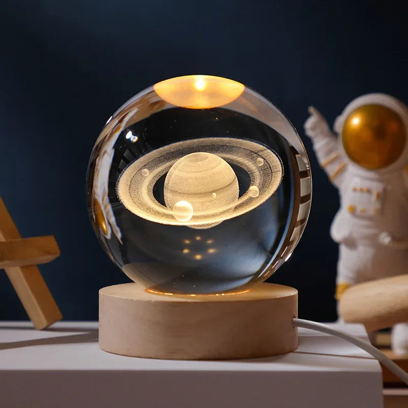 Crystal Ball 3D Customised, Planet Night Light Laser Engraved Solar System Globe Astronomy Festival Gifts Home Desktop Decoration