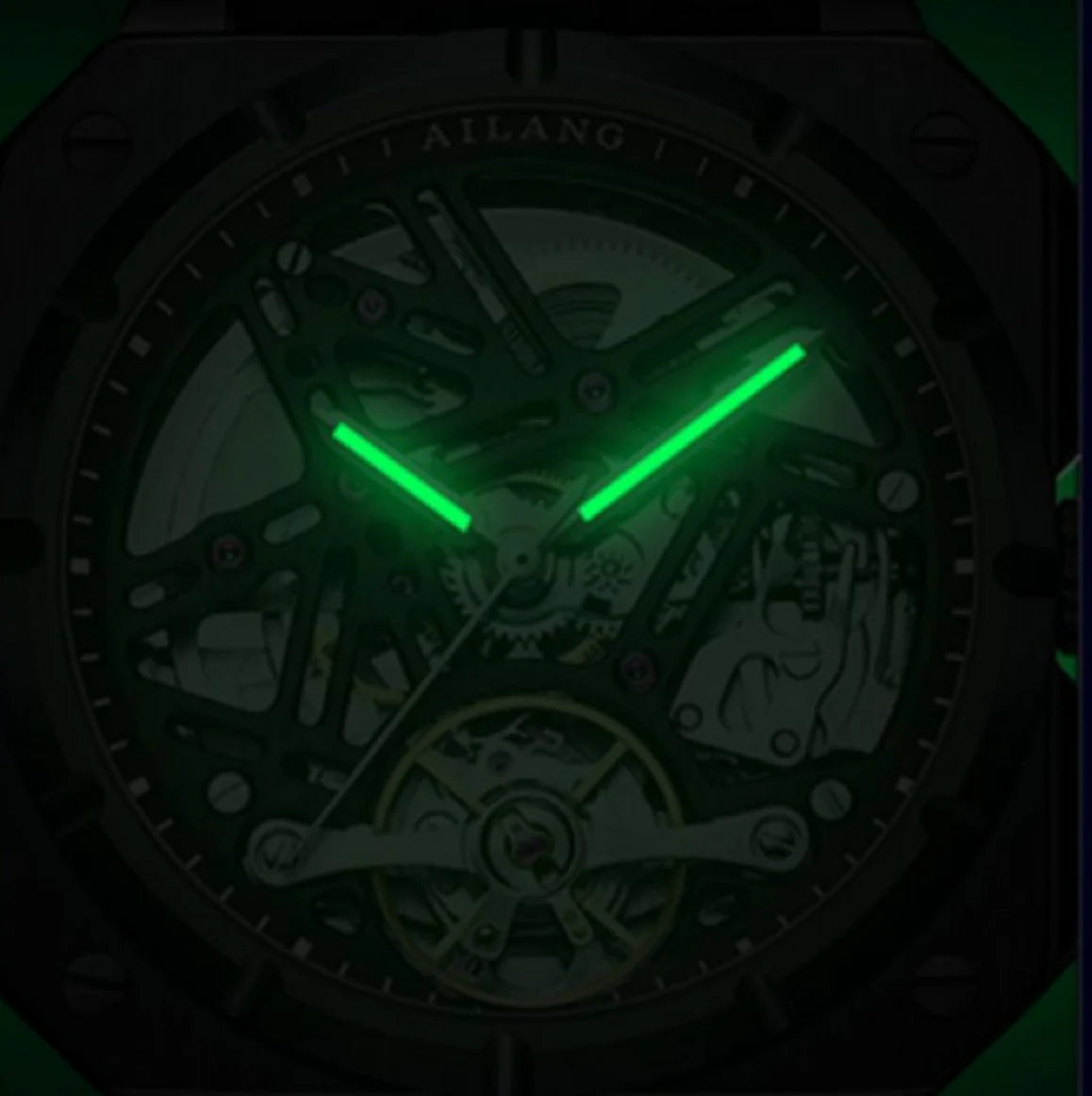 AILANG Men's Square Automatic Tourbillon Watch – Hollow Dial