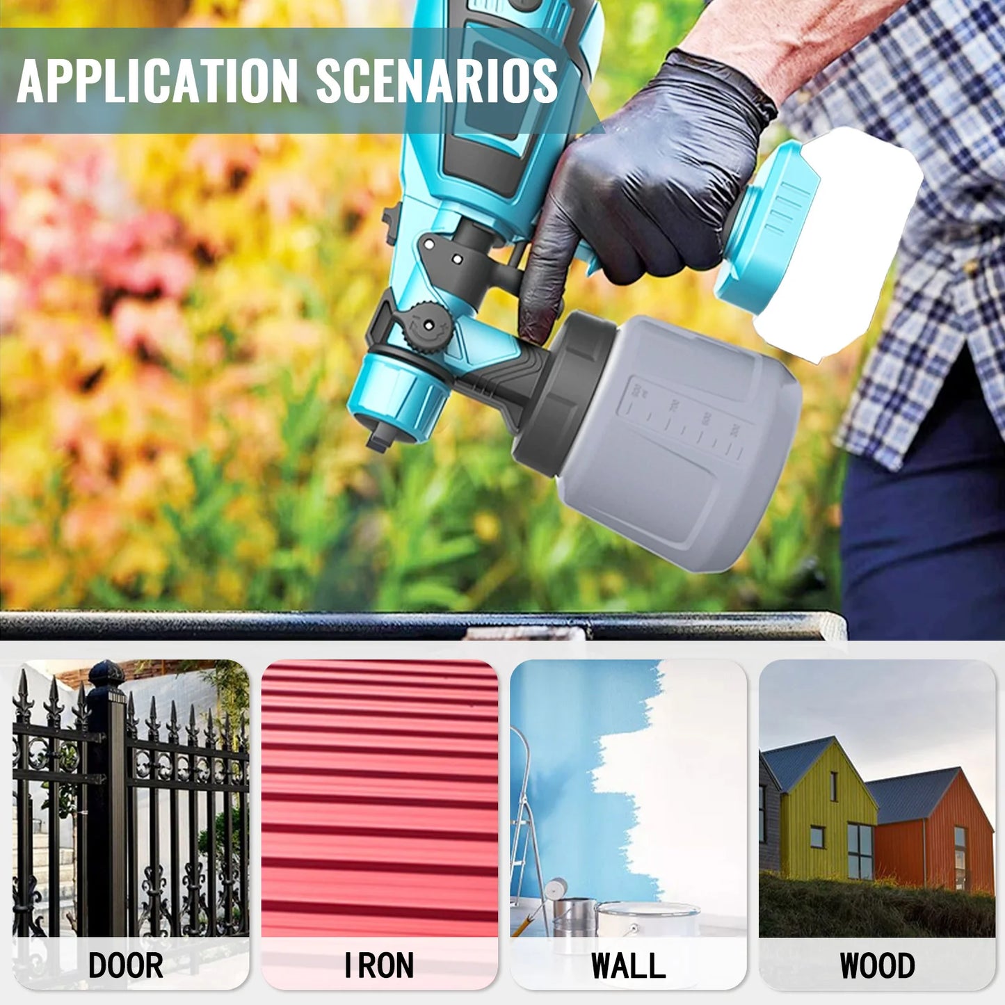 2 Battery Cordless Paint-Sprayer-Spray Gun Airless Home/Outdoor Wall Fence For Makita 18V HVLP 1000ML