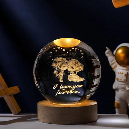 Crystal Ball 3D Customised, Planet Night Light Laser Engraved Solar System Globe Astronomy Festival Gifts Home Desktop Decoration