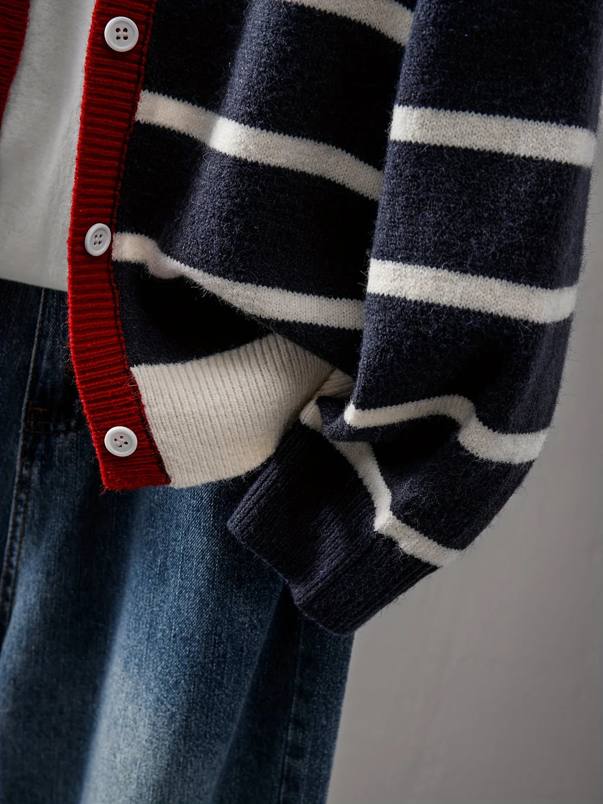 Women's Striped Heart Knit Cardigan – Cute Button-Front Sweater
