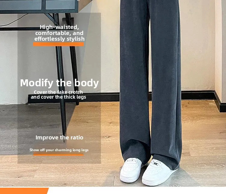 Women's Wide Leg Trousers – High Waist Straight Cut Casual Pants