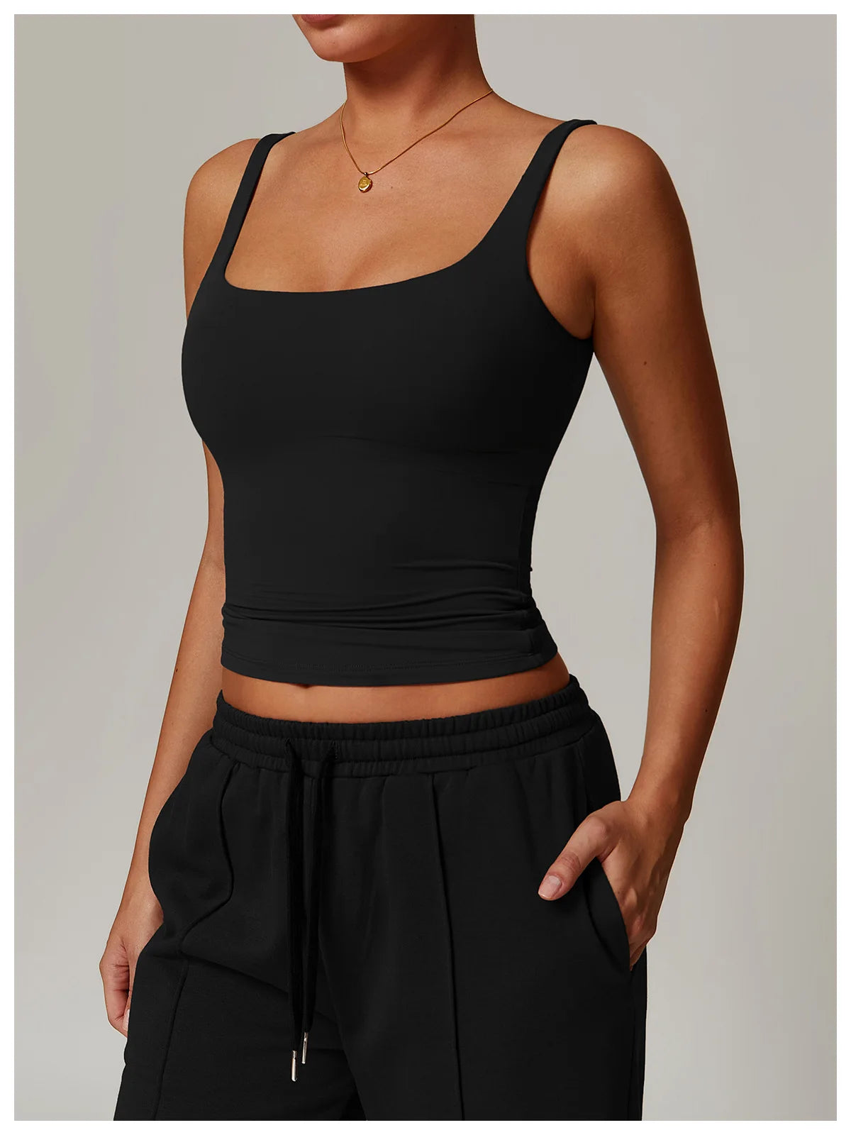 Hearuisavy Women's Sports Bra Square Neck Tight Yoga Tank Top Gym Running Breathable Casual Vest Female Comfort Fit Workout Top