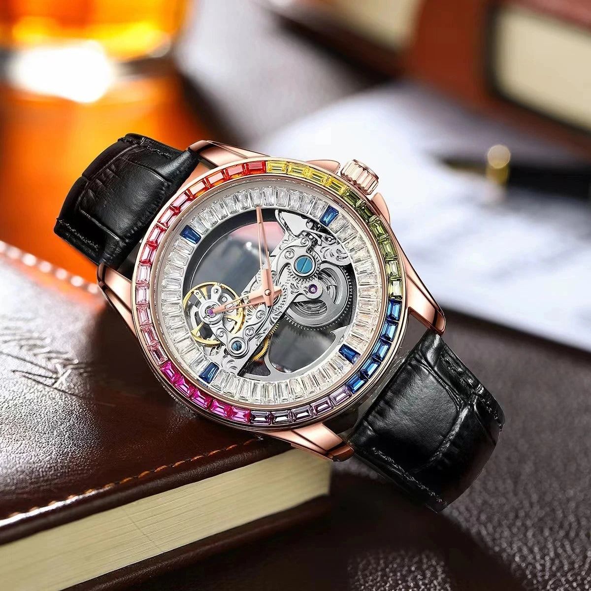 AILANG Men's Transparent Skeleton Automatic Watch – Double-Sided Dial