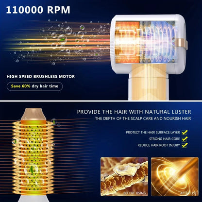 7 in 1 Hair Dryer Negative Ion Airwrap Styling Hair Curler Straightening Brush Brushless Motor Professional Hair Dryer Set