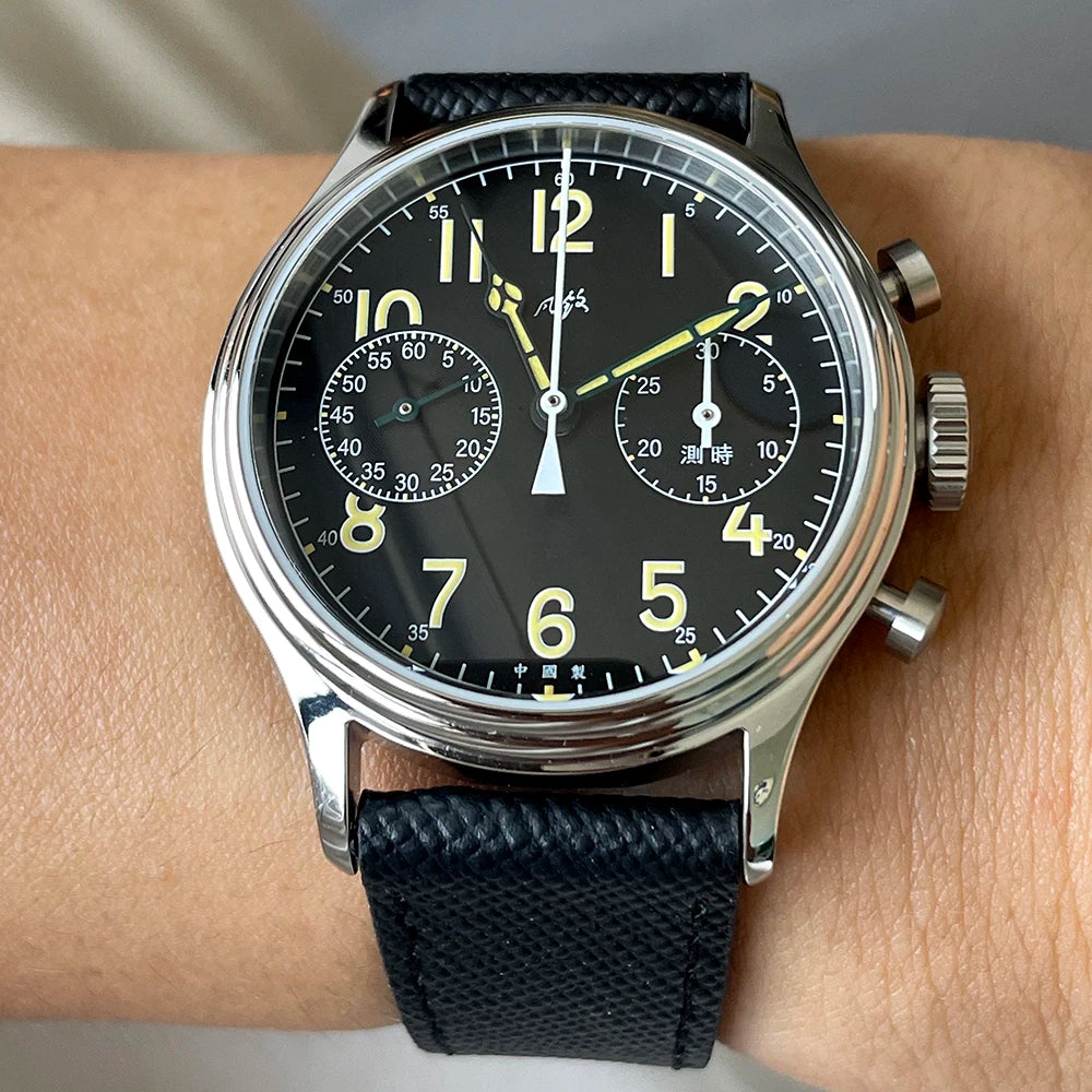 Merkur Men's Retro Chronograph Watch – Vintage 70s, Sapphire, 38mm