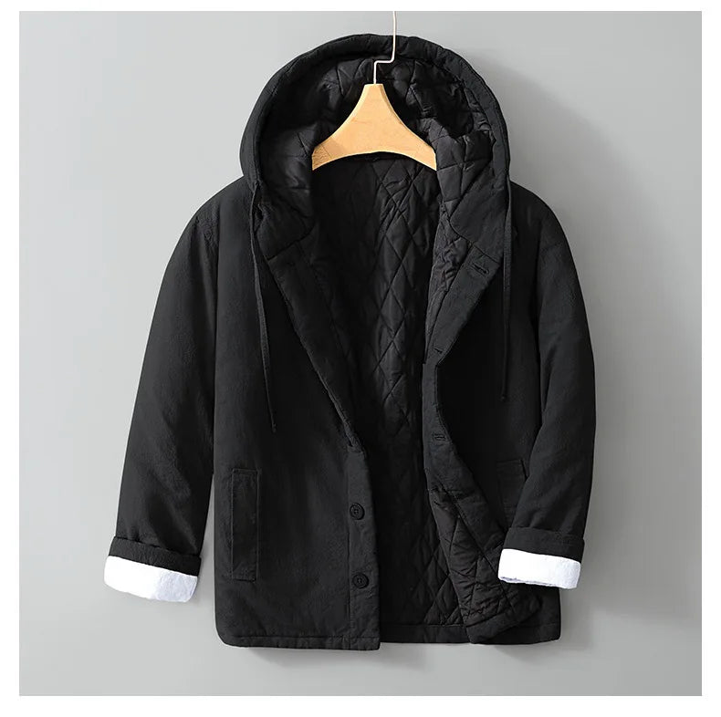 Men's Thick Hooded Padded Winter Jacket – Warm Vintage-Style Coat