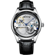 AILANG Men's Hollow Automatic Mechanical Watch – Black Leather, Skeleton Dial