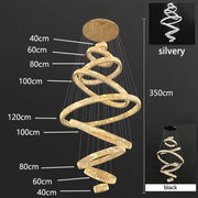 Crystal Ring Chandelier — Luxury Staircase Pendant, Remote Dimming