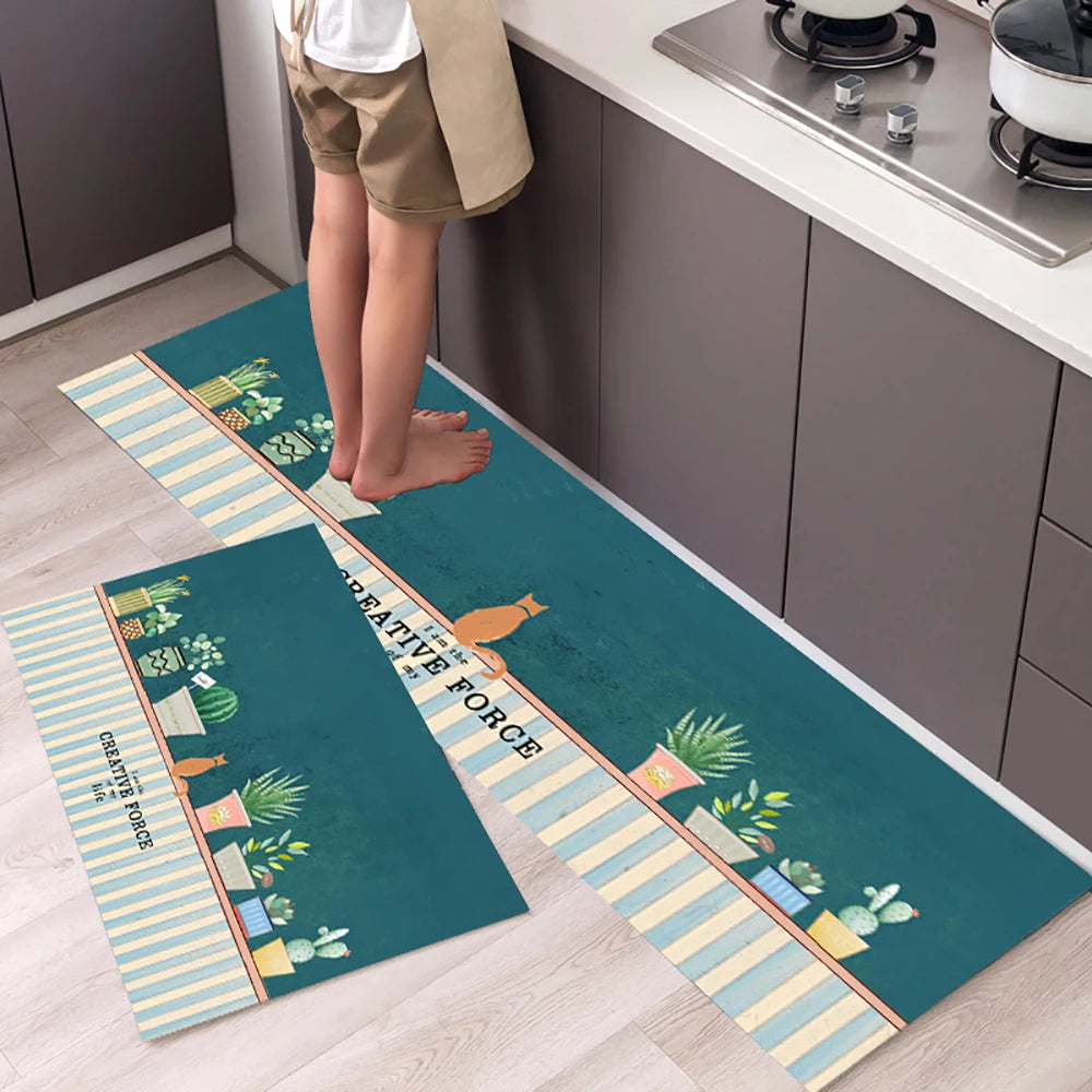 Non-Slip Velvet Kitchen Runner Mat – Absorbent Long Floor Rug