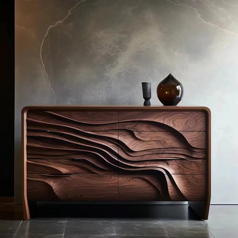 Black Walnut Entrance Cabinet — Nordic Retro Designer Hallway Console