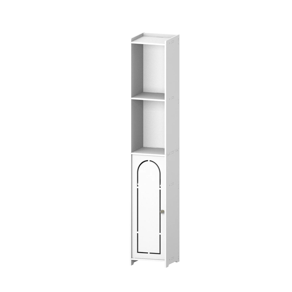 4-Tier White Bathroom Floor Cabinet – Freestanding Storage Unit with Doors