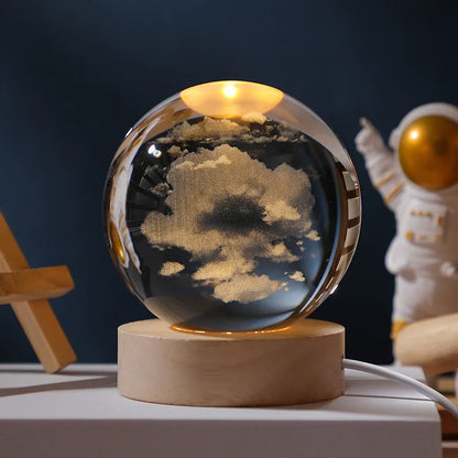 Crystal Ball 3D Customised, Planet Night Light Laser Engraved Solar System Globe Astronomy Festival Gifts Home Desktop Decoration