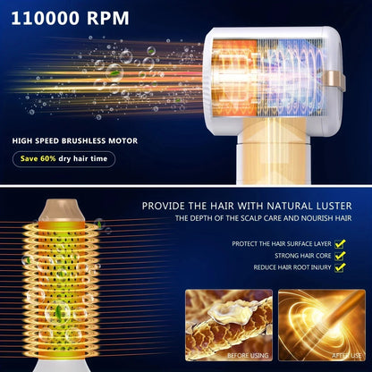 7 in 1 Hair Dryer Negative Ion Airwrap Styling Hair Curler Straightening Brush Brushless Motor Professional Hair Dryer Set
