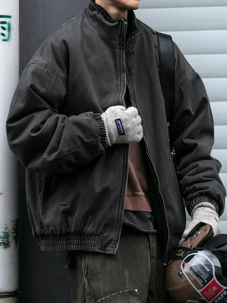 Men's Vintage Polar Wool Winter Jacket – Thick Warm Zip-Up Coat