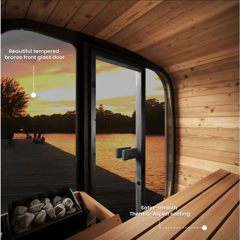 3–4 Person Outdoor Wooden Sauna – Solid Wood Steam Sauna with Wood-Burning Stove