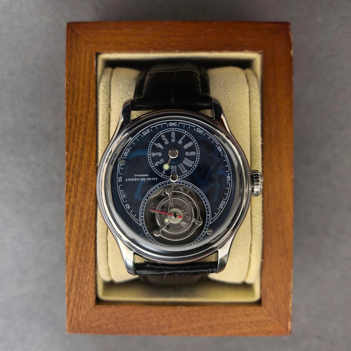 Jacques Genry Men's Tourbillon Watch – 42mm, Left Crown, Skeleton Dial