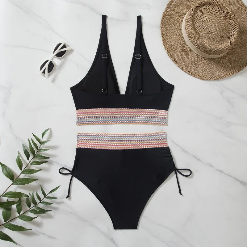 2024 Solid Color Drawstring Bikini Set Fashion High Waist Separate Patchwork Swimwear Drawstring Women Swimsuit Women