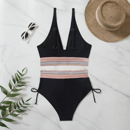 2024 Solid Color Drawstring Bikini Set Fashion High Waist Separate Patchwork Swimwear Drawstring Women Swimsuit Women