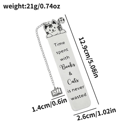 Cartoon cat metal bookmark, cute metal bookmarks with tassel, reading office supplies for cat-loving book lovers