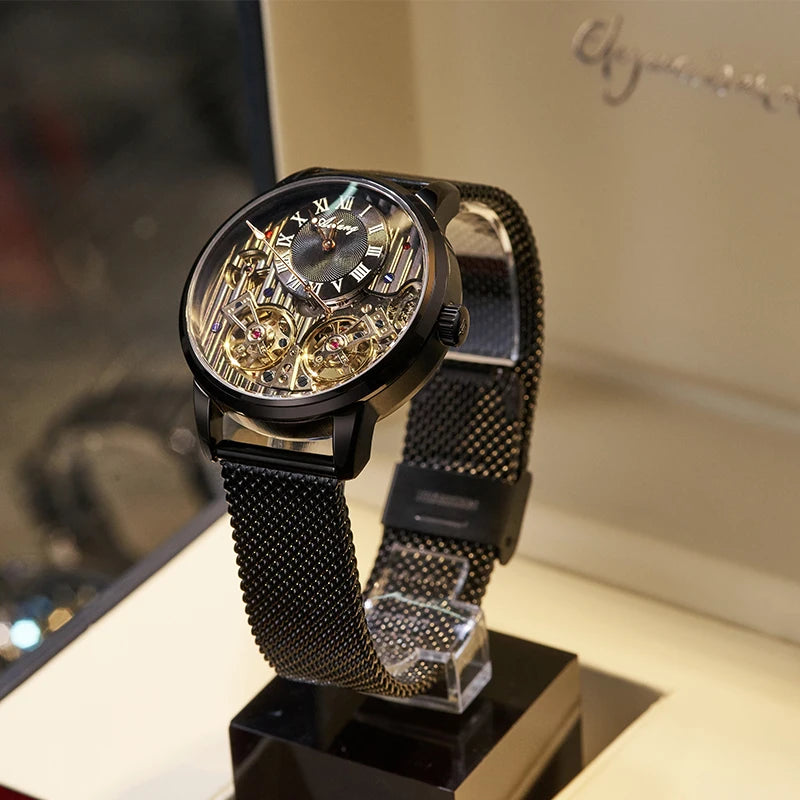 AILANG Men's Double Tourbillon Automatic Watch – Stainless Steel Strap
