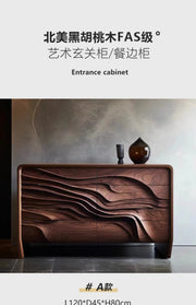 Black Walnut Entrance Cabinet — Nordic Retro Designer Hallway Console