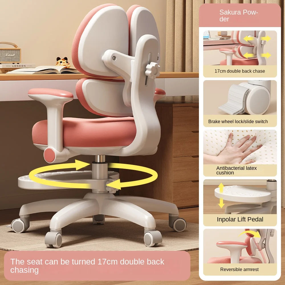 Children's Study Chair to Correct Sitting Posture of Primary School Students can Lift the Seat HomeBackrest Desk Writing Chair