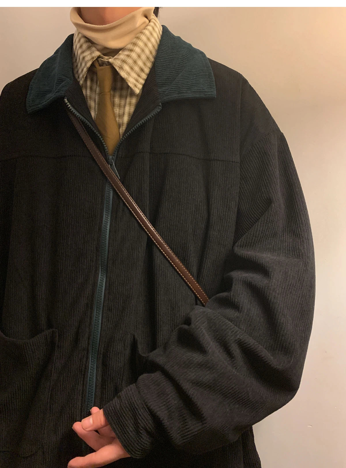 Men's Vintage Corduroy Jacket – Loose Fit Zip-Up Casual Coat