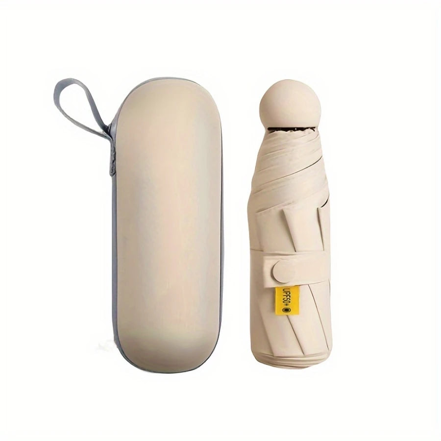 Mini Anti-UV Umbrella – Compact Sun & Rain Protection, 6 Reinforced Ribs