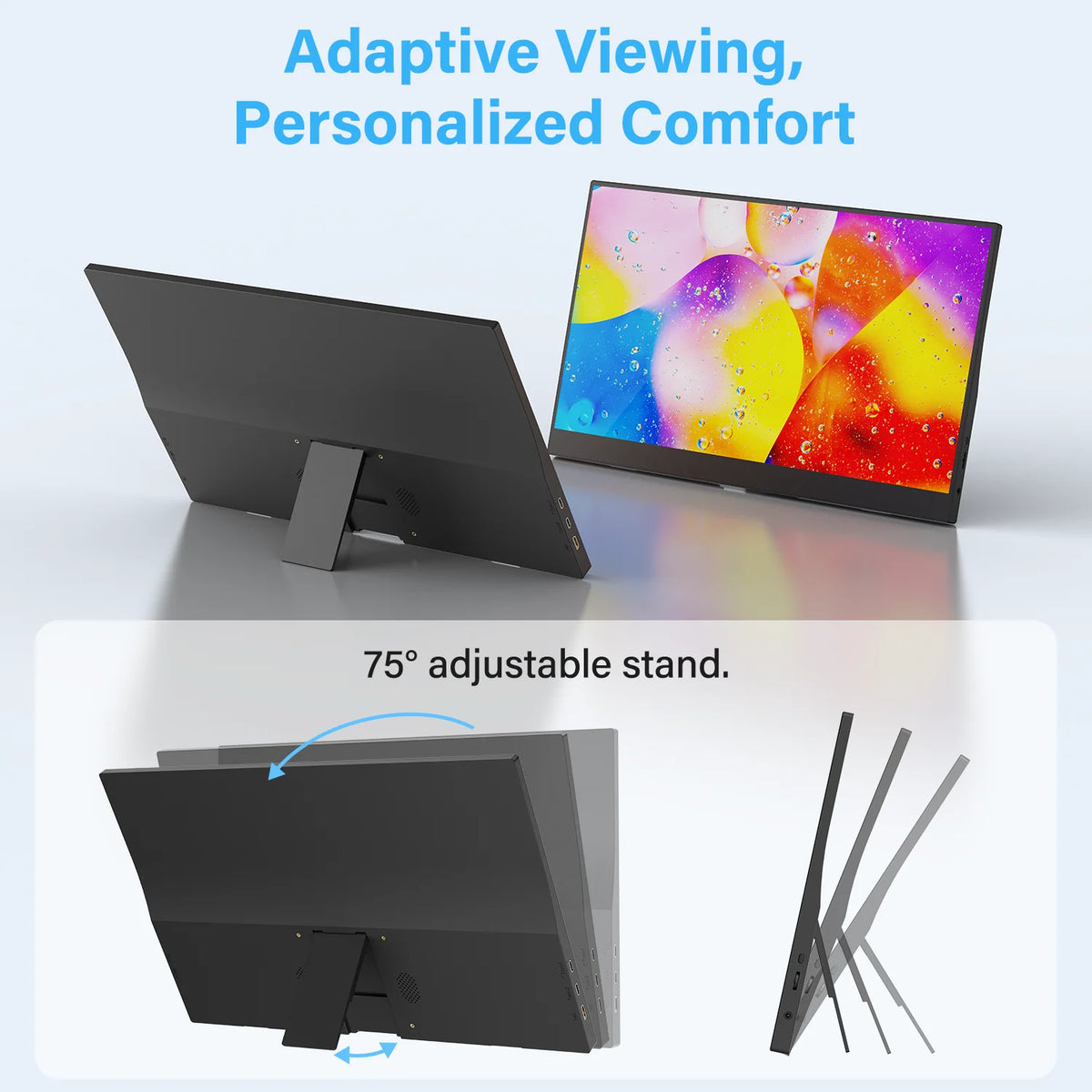 Amoudo 15.6" Portable Monitor – 1080p IPS Display, USB-C & Mini HDMI