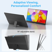 Amoudo 15.6" Portable Monitor – 1080p IPS Display, USB-C & Mini HDMI