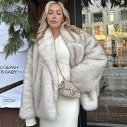 Neo Mint Women's Oversized Faux Fur Coat – Gradient Fluffy Winter Jacket