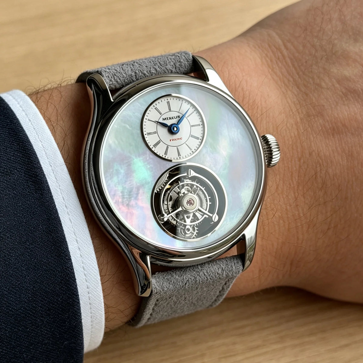 Merkur Men's Tourbillon Watch – Titanium, Ice Flower Dial, Sapphire