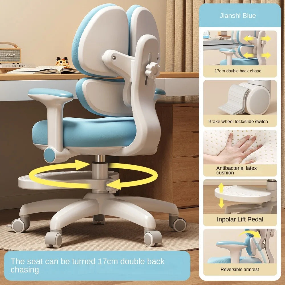 Children's Study Chair to Correct Sitting Posture of Primary School Students can Lift the Seat HomeBackrest Desk Writing Chair
