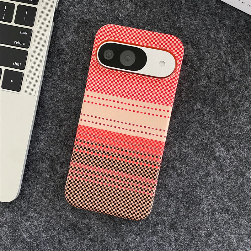 Luxury Carbon Fibre Stripe Sunset Series Wireless Charging Magnetic For Magsafe Cases For Google Pixel 9 8 7 Pro XL Cloth Cover