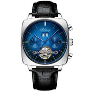 AILANG Men's Automatic Mechanical Watch – Hollow Dial, Calendar, Leather Strap