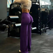 Women's Wide-Leg Gym Leggings – High Waist, Tummy Control, Grey