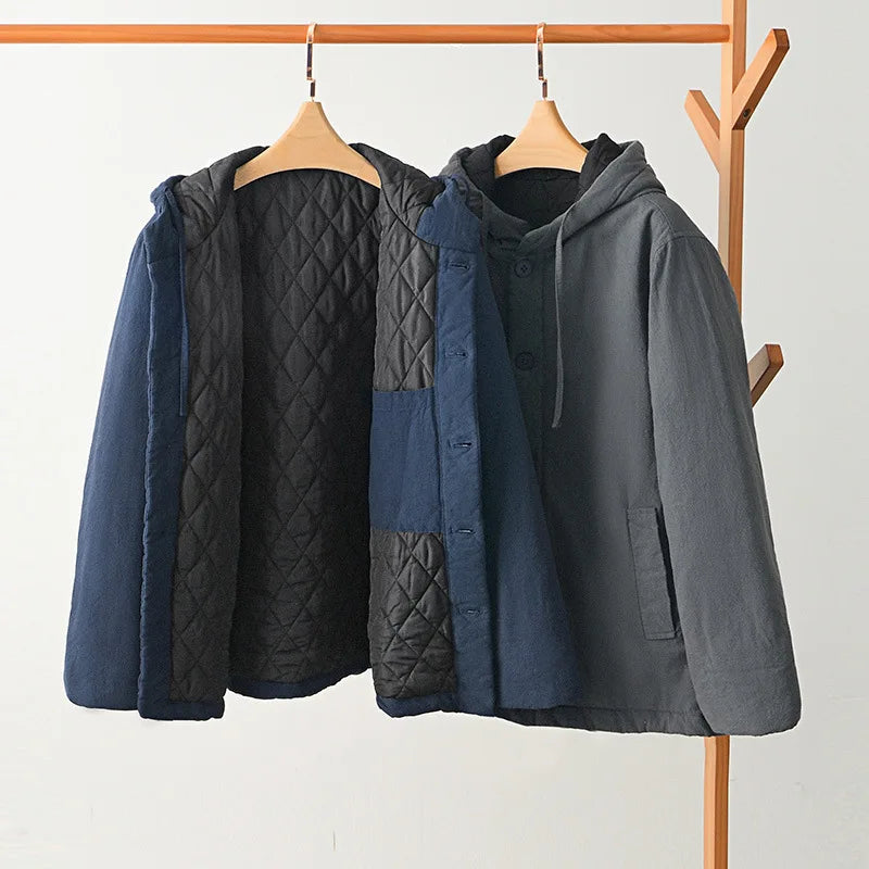 Men's Thick Hooded Padded Winter Jacket – Warm Vintage-Style Coat