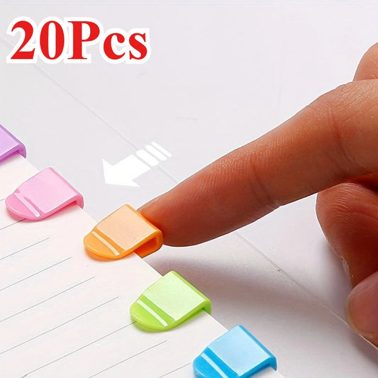 20Pcs Paper Clips Documents Bookmarks File Index Page Holder Colorful Bookmark Page Clips Book Page Corner Binder Clip