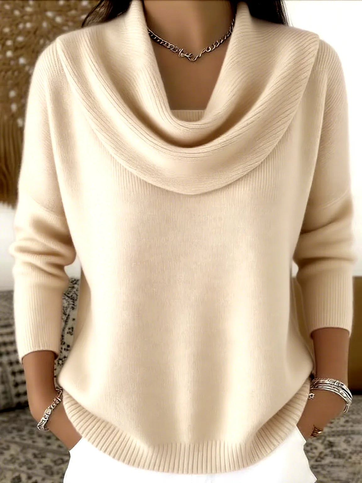 Women's Oversized Vintage Knit Jumper – Soft Warm Winter Sweater