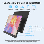Amoudo 15.6" Portable Monitor – 1080p IPS Display, USB-C & Mini HDMI