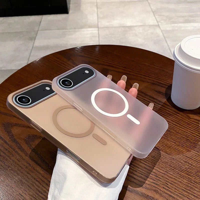 Slim Matte Clear PC Translucent Magnetic For Magsafe Cases For iPhone 17 Air 16 E 15 14 13 12 11 Pro XS Max X XR 7 8 Plus Cover
