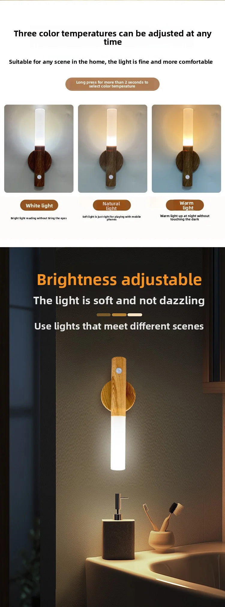 Rechargeable Motion Sensor Night Light – Magnetic LED Wall Lamp