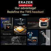 ERAZER XP1 Bluetooth Earphones – LCD Touch-Screen Charging Case