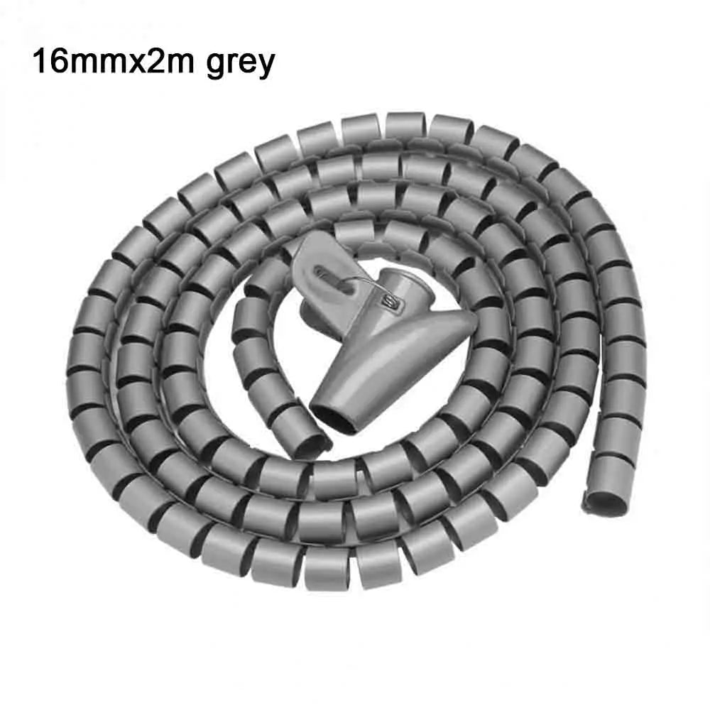 1.5/2m 10/16 mm Flexible Spiral Cable Organizer Storage Pipe Cord Protector Management Cable Winder Desk Tidy Cable Accessories